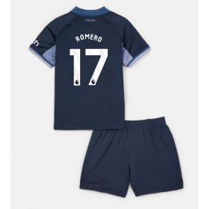 Maillot de foot Tottenham Hotspur Cristian Romero #17 Extérieur enfant 2023-24 Manches Courte (+ pantalon court)